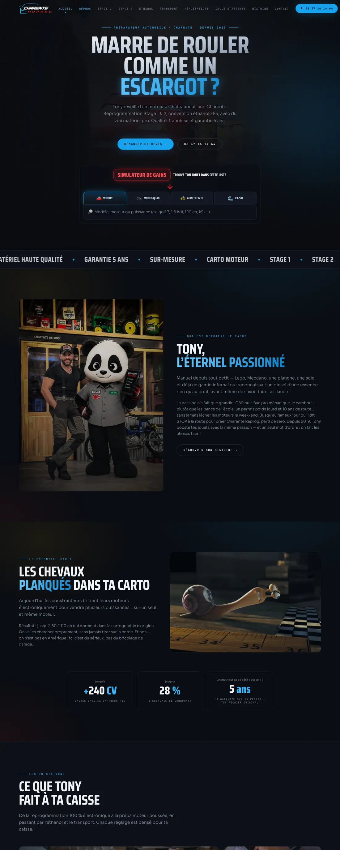 Site web réalisé pour un garage de Charente